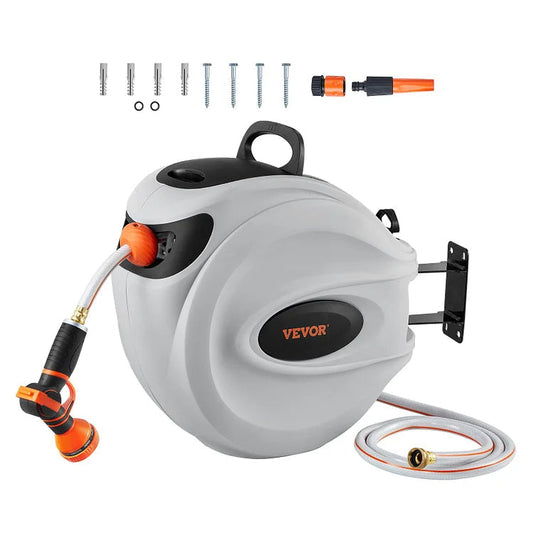 "One-Touch Garden Hose Reel – Effortless Retraction – A great helper for cleaning dust and maintaining flowers and plants